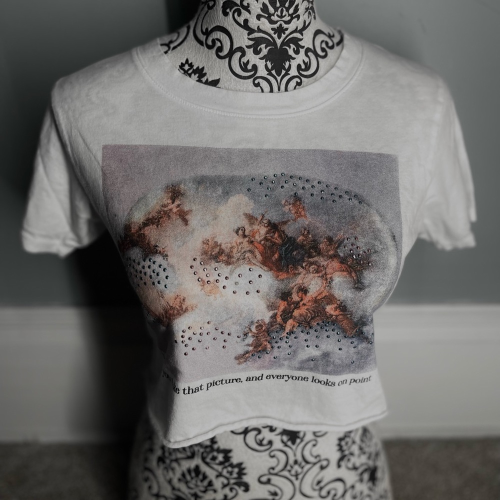 white crop-top with design